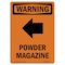 Signmission Safety Sign, OSHA WARNING, 5" Height, Powder Magazine (Left Arrow), Portrait OS-WS-D-35-V-13450 - alternate 1